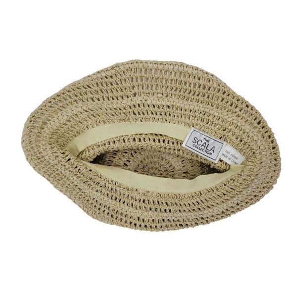 The Scala Collection Beach Bucket Hat Tan 100% Paper Coastal Grandma Minimalist - Picture 9 of 10
